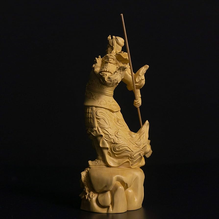 木彫　関羽像 新品未使用】関羽像 彫刻 極上品 黒檀木 仏師で仕上げ品 武財神